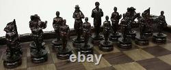 American US Civil War Generals Antiqued Chess Set With 17 Fortress Castle Board
