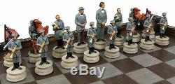 American US Civil War Generals Painted Chess Set With 17 Fortress Castle Board
