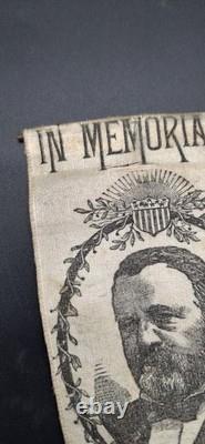 Antique 1885 General Ulysses S. Grant printed fabric memorial ribbon Civil War