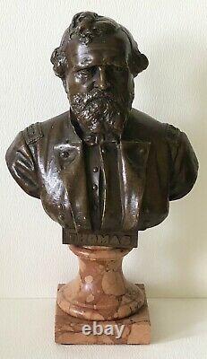 Antique 1897 Civil War General George Henry Thomas Bronze Bust On Marble Base