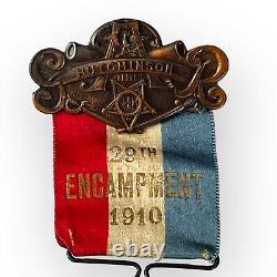 Antique 1910 GAR Civil War 29th Encampment Badge Medal General Hooker Kansas