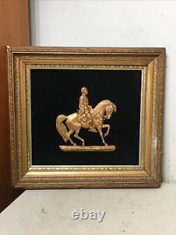 Antique Brass Bronze Relief Sculpture Civil War General McClellan Period Frame