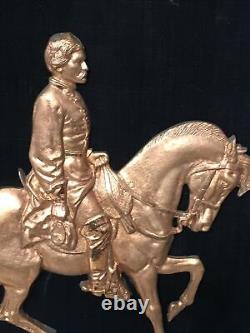 Antique Brass Bronze Relief Sculpture Civil War General McClellan Period Frame