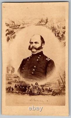 Antique CDV Circa 1860s General Ambrose Burnside Civil War Union Ornate Masque