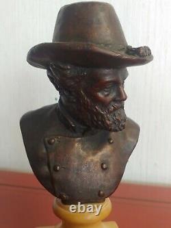 Antique CIVIL War General Robert E Lee Bronze Bust. Jewish Artist Moses Ezekiel