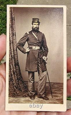 Antique Civil War CDV Military Soldier Or General Amazing Uniform US History