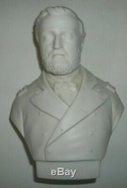 Antique Civil War Era Parian Bust of Lt. 3-Star General Ulysses S. Grant -Rare