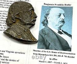 Antique Civil War General Benjamin Butler Miniature Lead Bust Paperweight Mass