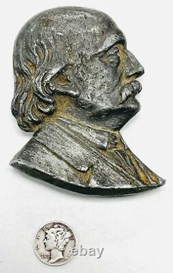 Antique Civil War General Benjamin Butler Miniature Lead Bust Paperweight Mass