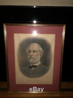 Antique Commemorative General Robert E. Lee Portrait Civil War Framed Portrait