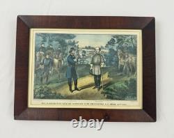 Antique Currier & Ives Civil War Print Surrender of Gen Johnston 1865 Framed
