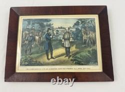Antique Currier & Ives Civil War Print Surrender of Gen Johnston 1865 Framed