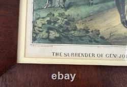 Antique Currier & Ives Civil War Print Surrender of Gen Johnston 1865 Framed