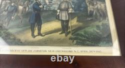 Antique Currier & Ives Civil War Print Surrender of Gen Johnston 1865 Framed