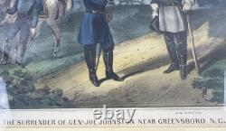 Antique Currier & Ives Civil War Print Surrender of Gen Johnston 1865 Framed
