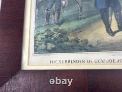 Antique Currier & Ives Civil War Print Surrender of Gen Johnston 1865 Framed