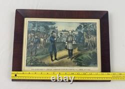 Antique Currier & Ives Civil War Print Surrender of Gen Johnston 1865 Framed