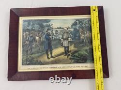 Antique Currier & Ives Civil War Print Surrender of Gen Johnston 1865 Framed