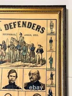 Antique Original Civil War Poster of Union Generals 1862 Framed Ultra Rare