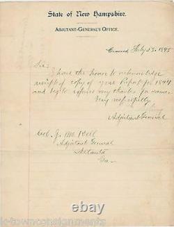 Augustus Ayling NH Adjutant General & Civil War 1890s Autograph Signed Letter