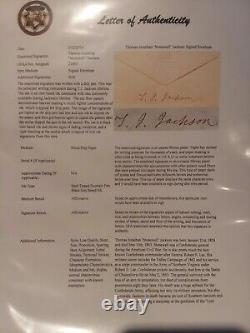 Authentic General Thomas STONEWALL Jackson Civil War Autograph TJ Signed LOA COA