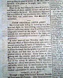 BATTLE OF GETTYSBURG Pennsylvania CONFEDERATE Account 1863 Civil War Newspaper