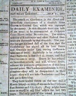 BATTLE OF GETTYSBURG Pennsylvania CONFEDERATE Account 1863 Civil War Newspaper