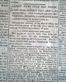 BATTLE OF GETTYSBURG Pennsylvania CONFEDERATE Account 1863 Civil War Newspaper