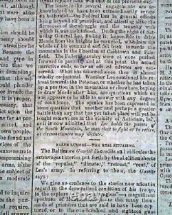 BATTLE OF GETTYSBURG Pennsylvania CONFEDERATE Account 1863 Civil War Newspaper