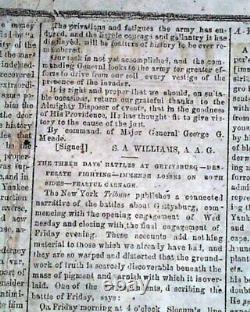 BATTLE OF GETTYSBURG Pennsylvania CONFEDERATE Account 1863 Civil War Newspaper