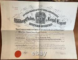 Beautiful Military Order of the Loyal Legion Certificate signed Nelson Miles