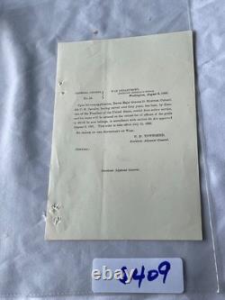 CIVIL WAR GENERAL DAVID HUNTER US CAVALRY RETIREMENT ORDER AS COLONEL 6th CAV