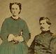 Civil War General Mcclellan Withwife. Tinted Cdv