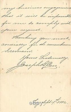 CIVIL WAR General Joseph Bradford Carr Autograph Letter Signed 1886