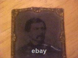 CIVIL WAR Tintype Major General George B. McClellan 1 3/8 X 1 5/8 Brass Frame