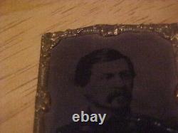 CIVIL WAR Tintype Major General George B. McClellan 1 3/8 X 1 5/8 Brass Frame