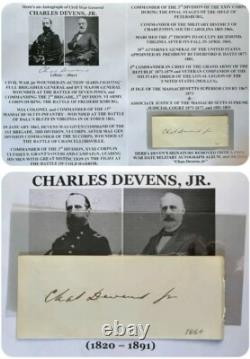 CIVIL WAR WIA GENERAL COLONEL 15th MA ATTORNEY GENL GAR DEVENS AUTOGRAPH SIGNED