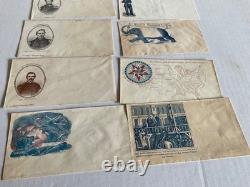 CIVIL War 8 Envelopes Patriotic & Propaganda Csa Generals Preservation Of Union