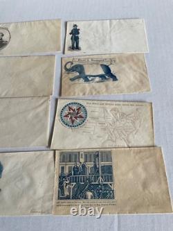 CIVIL War 8 Envelopes Patriotic & Propaganda Csa Generals Preservation Of Union