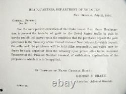 CIVIL War California Gold Shipments New Orleans General Order 1864