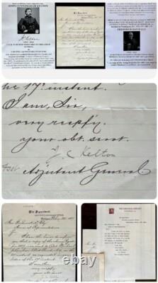 CIVIL War Cavalry General Kelton Weapon Inventor Lincoln Library War Dept Letter