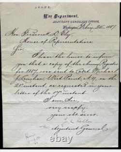 CIVIL War Cavalry General Kelton Weapon Inventor Lincoln Library War Dept Letter