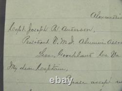 CIVIL War Confederate Colonel Wilber Reid Letter To Joseph Anderson Jr VMI