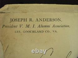 CIVIL War Confederate Colonel Wilber Reid Letter To Joseph Anderson Jr VMI