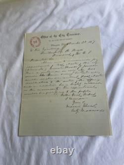 CIVIL War Delaware General Thomas J Jordan Reference Letter To Pres. Hayes 1877