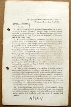 CIVIL War Firearms Winchester Tennessee General Order 1863