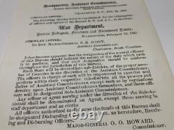 CIVIL War Freedman's Bureau Charleston Order General Oo Howard 1867 Funds