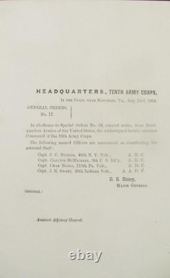 CIVIL War General David Birney Command Order Hatchers Run Virginia