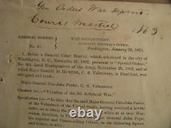 CIVIL War General Fitz-john Porter Ink Inscribed Dismissal Order 1863