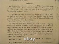CIVIL War General Fitz-john Porter Ink Inscribed Dismissal Order 1863
